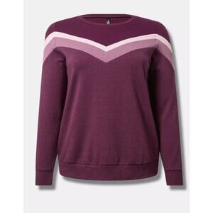 Torrid Pullover Sweater Plus Size 0X Purple Striped Crewneck Sleep